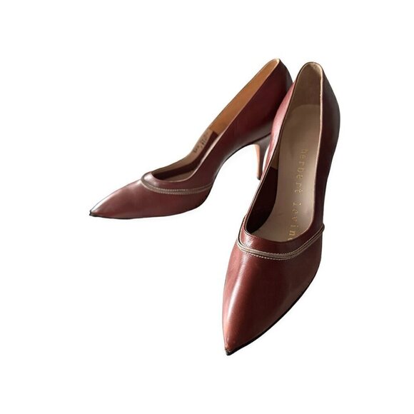 Vintage Herbert Levine Pumps with butted seam,  Size 8AA, Brown leather, 50-60s - Picture 2 of 13